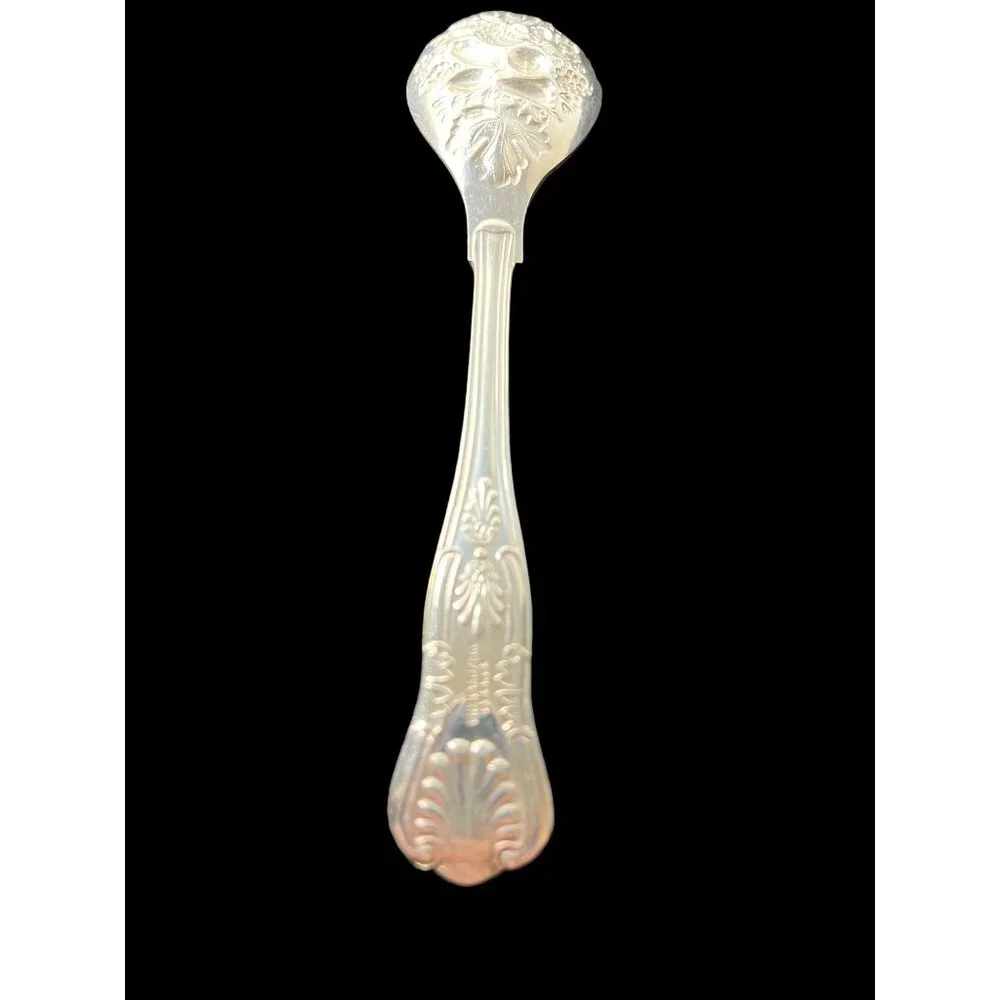 Vintage Sheffield English Silver Plate Kings Pattern Ornate Berry Sugar Spoon